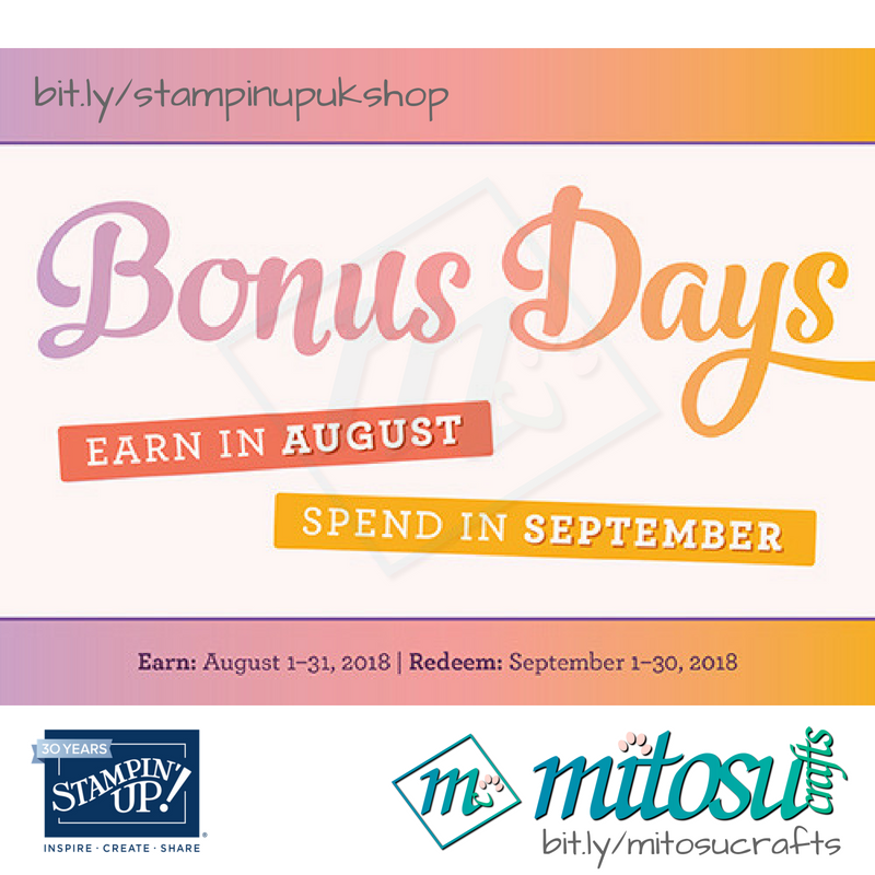 Stampin' Up! Bonus Days Promotion. Order craft products from Mitosu Crafts UK Online Shop