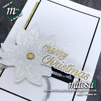 Stampin' Up! Peaceful Poinsettia and Detailed Poinsettia Bundle Card Idea. Order current cardmaking supplies from Mitosu Crafts UK Online Shop