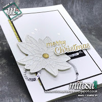 Stampin' Up! Peaceful Poinsettia and Detailed Poinsettia Bundle Card Idea. Order current cardmaking supplies from Mitosu Crafts UK Online Shop