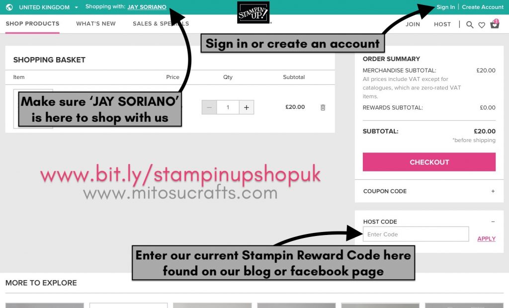 How To Order Stampin Up Card Making & Paper Craft Products Online in UK, France, Germany, Austria or Netherlands from Mitosu Crafts by Barry & Jay Soriano