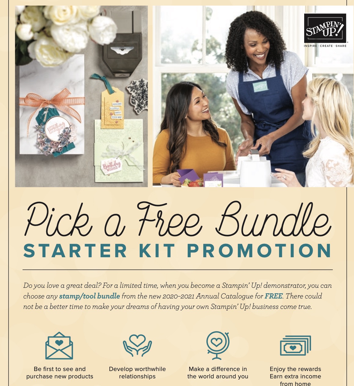 Stampin Up Pick A FREE Bundle Starter Kit Promo from Barry & Jay Soriano Mitosu Crafts UK. Join Mitosu Stampurrrs Team NOW