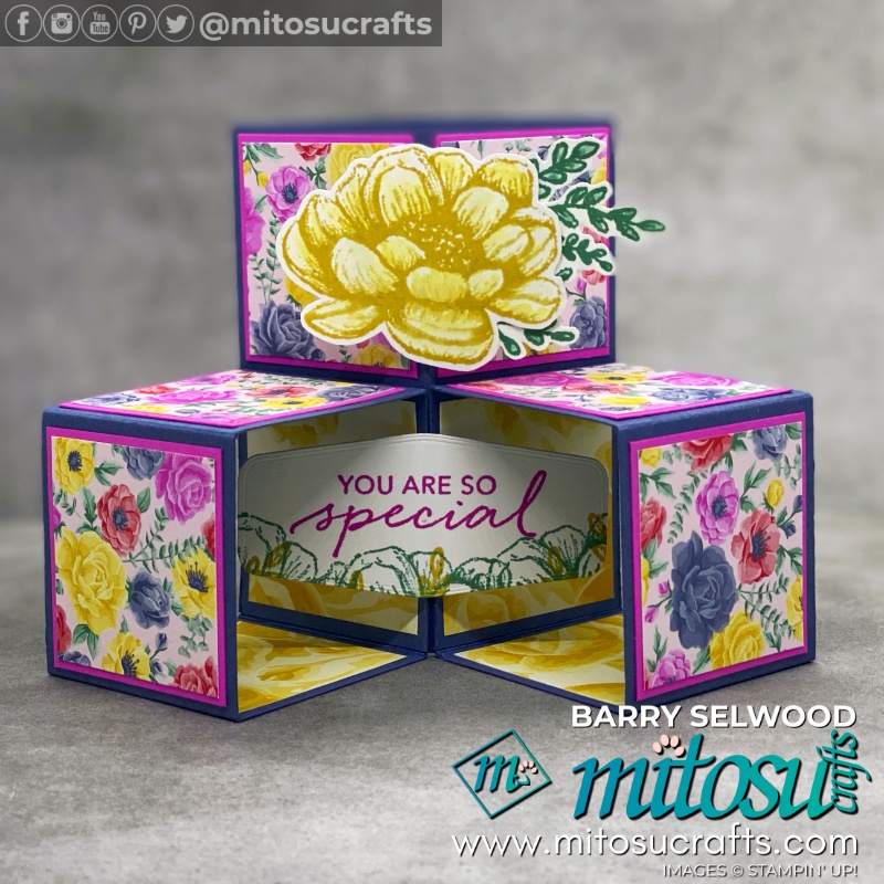 Stampin Up Tasteful Touches 3D Cube Pop Up Box Card | by Barry Selwood & Jay Soriano Mitosu Crafts UK