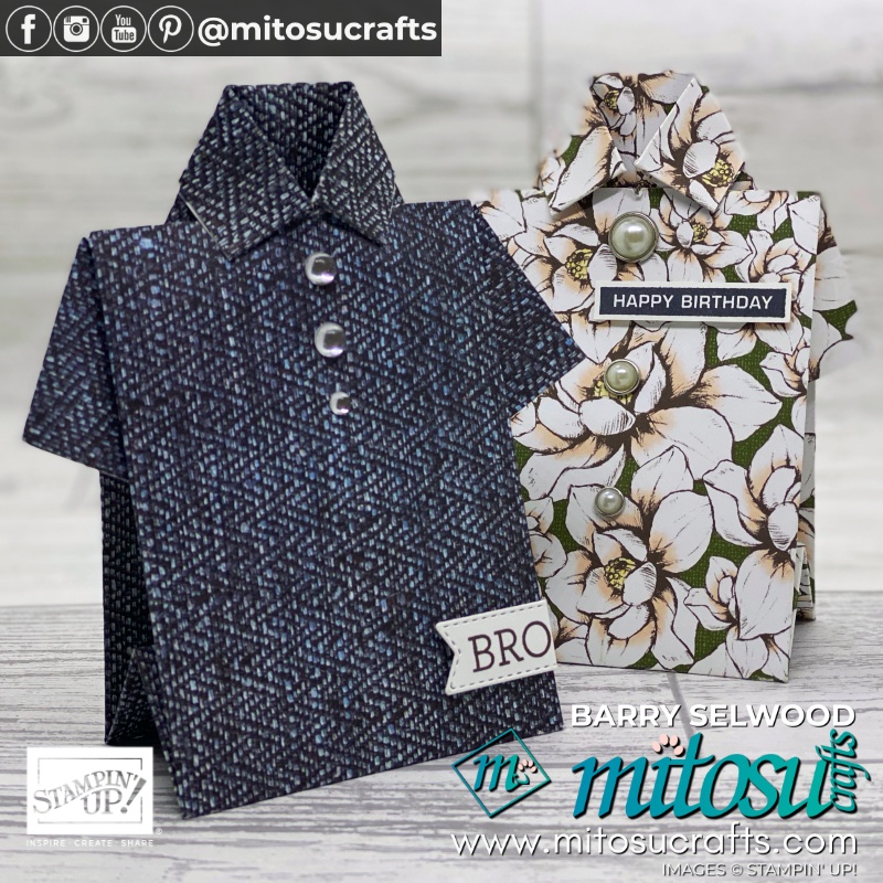 Stampin Up DIY Masculine Origami Shirt Gift Card Holder Idea | Mitosu Crafts UK by Barry Selwood & Jay Soriano