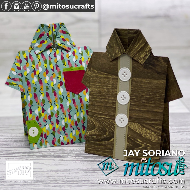 Stampin Up DIY Masculine Origami Shirt Gift Card Holder Idea | Mitosu Crafts UK by Barry Selwood & Jay Soriano