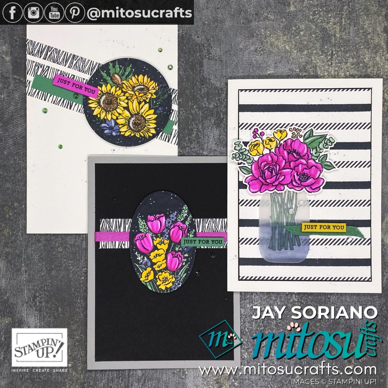 Stampin Up Jar of Flowers Coloured In Stampin Blends Markers Card Ideas | Mitosu Crafts UK by Barry Selwood & Jay Soriano