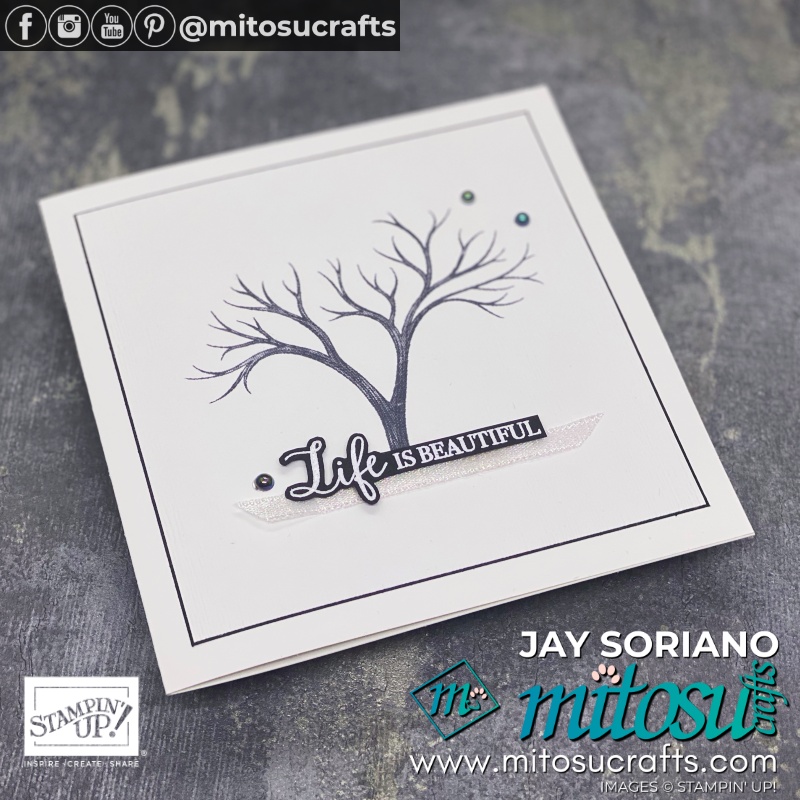 Stampin Up Life Is Beautiful Tree CAS Card Idea for Creating Kindness Blog Hop | Mitosu Crafts UK by Barry Selwood & Jay Soriano