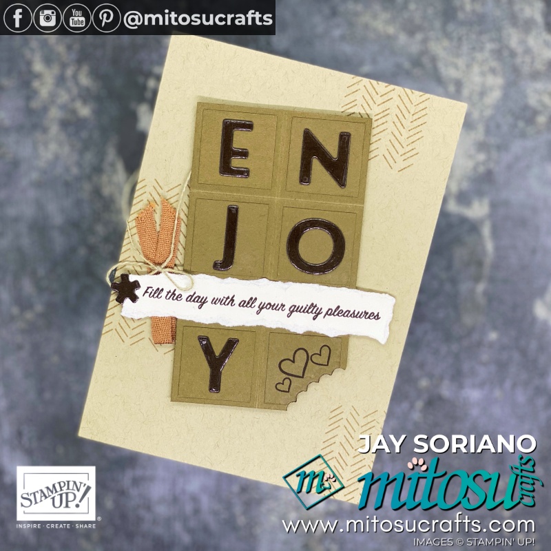 Stampin Up Playful Alphabet Chocolate Card Idea for The Spot Card Making Challenge | Mitosu Crafts UK by Barry Selwood & Jay Soriano