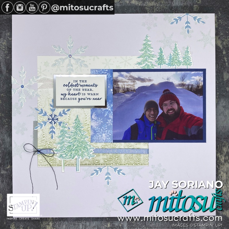 Snowflake Wishes In The Pines Winter Christmas Scrapbook Page Idea from Mitosu Crafts UK by Barry & Jay Soriano