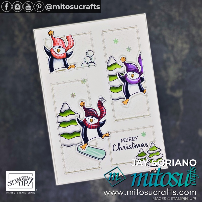 Stampin Up Freezin Fun Christmas Card with Penguins for The Spot Cardmaking Challenge Inspiration from Mitosu Crafts UK by Barry Selwood & Jay Soriano