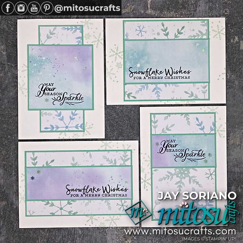 Stampin' Up! Flip It And Reverse It One Sheet Wonder 4 #simplestamping Cards using Snowflake Splendor DSP Designer Series Paper and Snowflake Wishes Bundle with Youtube Video Tutorial for Global Stampin Video Hop from Mitosu Crafts UK by Barry & Jay Soriano