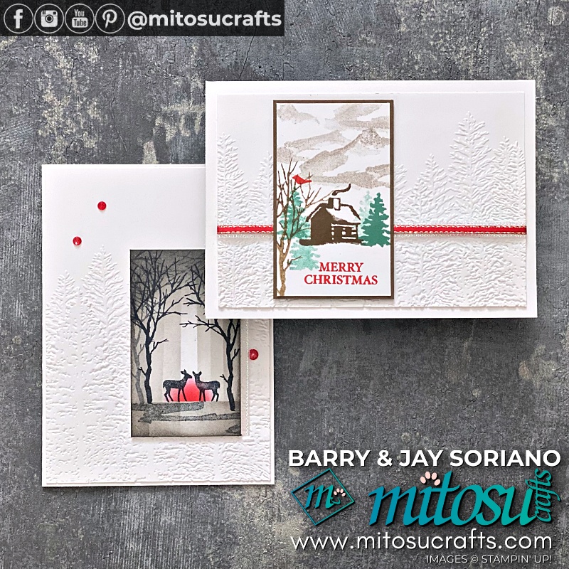 Stampin' Up! Snow Front Video Tutorial of Panel Scene Building Card Ideas from Mitosu Crafts UK Youtube Channel by Barry & Jay Soriano