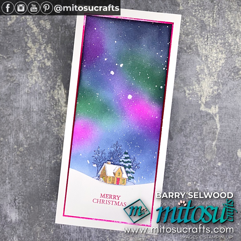 Stampin' Up! Still Scenes Blending Brushes Northern Lights Sky Background Card Idea with Youtube Video Tutorial from Mitosu Crafts UK by Barry & Jay Soriano