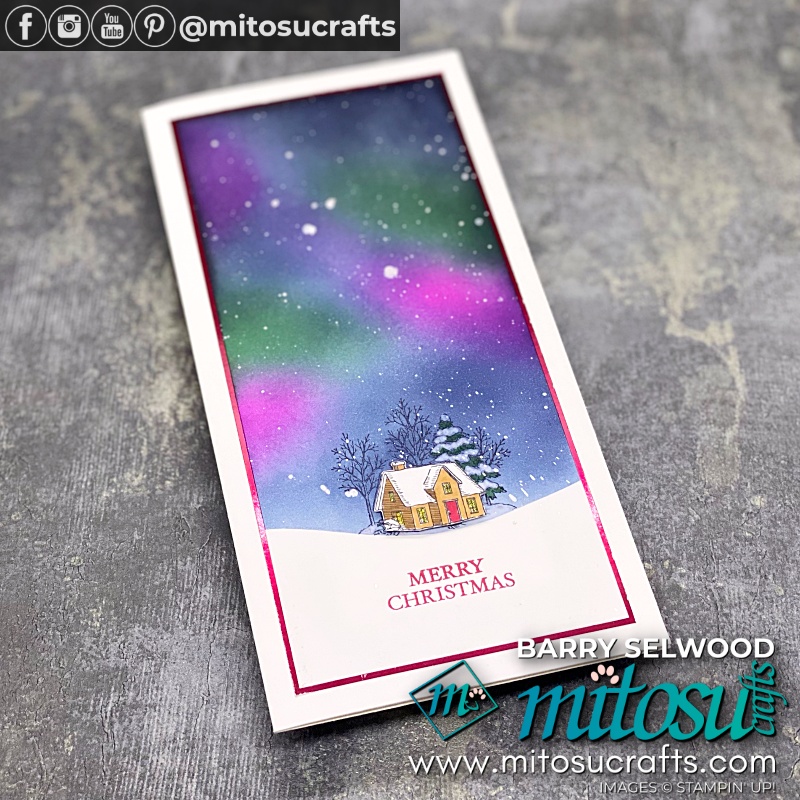 Stampin' Up! Still Scenes Blending Brushes Northern Lights Sky Background Card Idea with Youtube Video Tutorial from Mitosu Crafts UK by Barry & Jay Soriano
