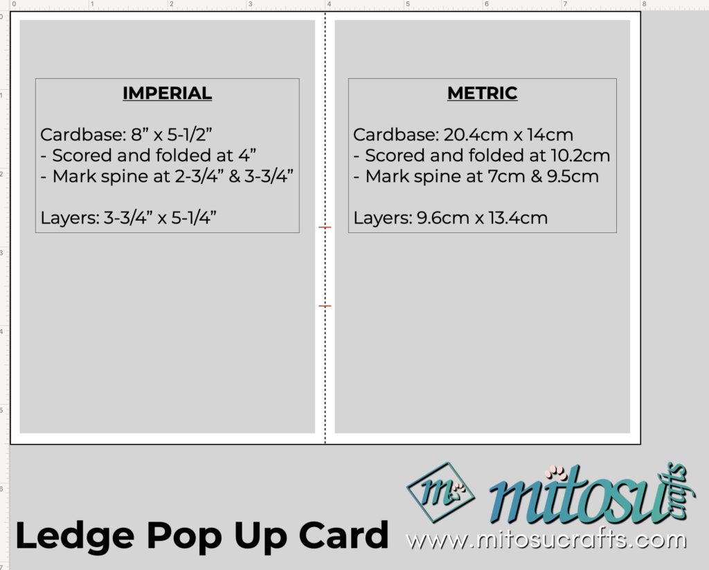 Ledge Pop Up Card Measurements in Imperial and Metric from Mitosu Crafts UK by Barry & Jay Soriano