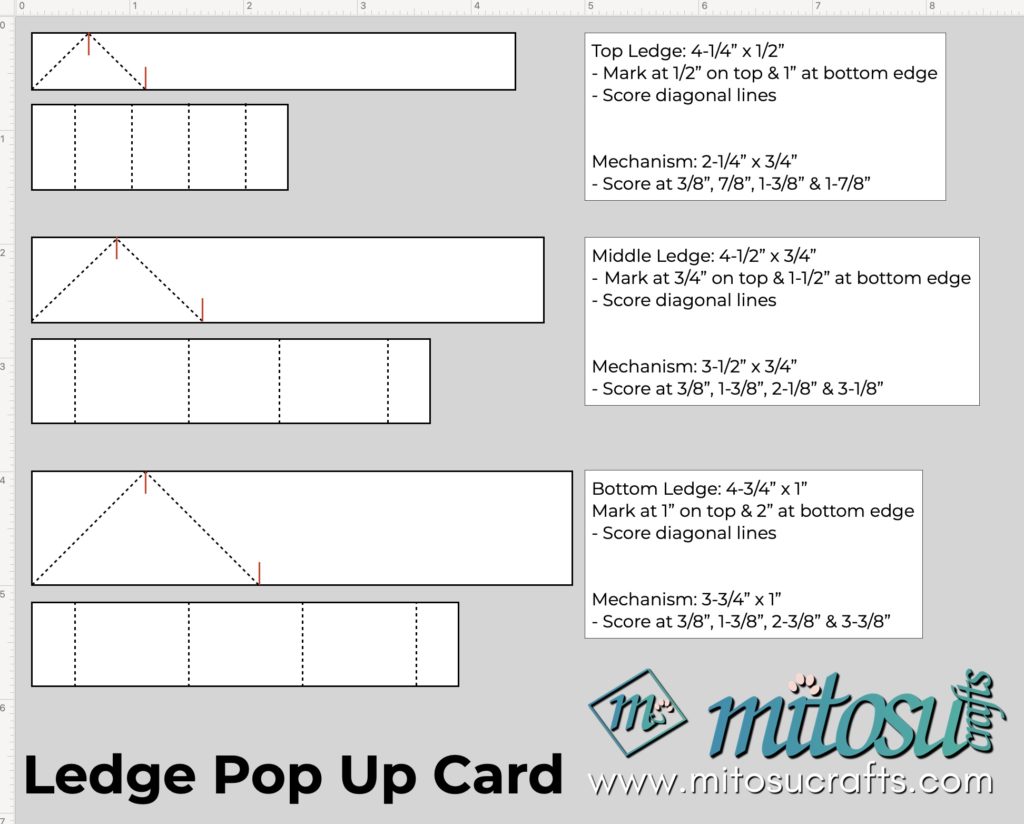 Ledge Pop Up Card Mechanism Measurements in Imperial from Mitosu Crafts UK by Barry & Jay Soriano