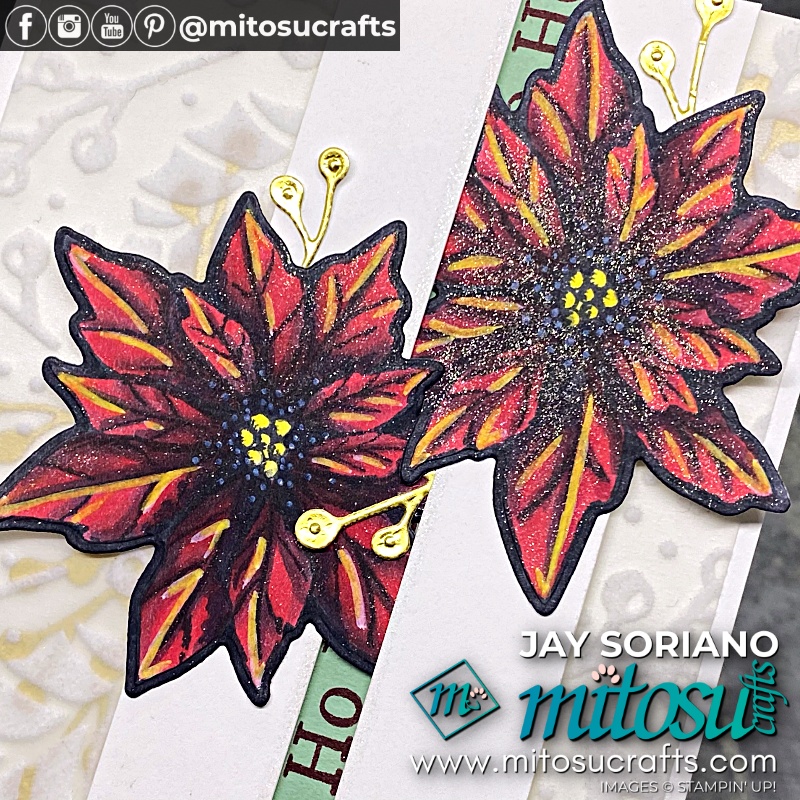 Stampin' Up! Poinsettia Petals Christmas Card Plush Poinsettia Paper for The Spot Creative Challenge from Mitosu Crafts UK by Barry & Jay Soriano