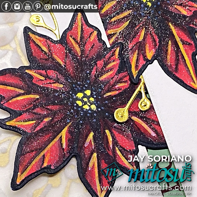 Stampin' Up! Poinsettia Petals Christmas Card Plush Poinsettia Paper for The Spot Creative Challenge from Mitosu Crafts UK by Barry & Jay Soriano