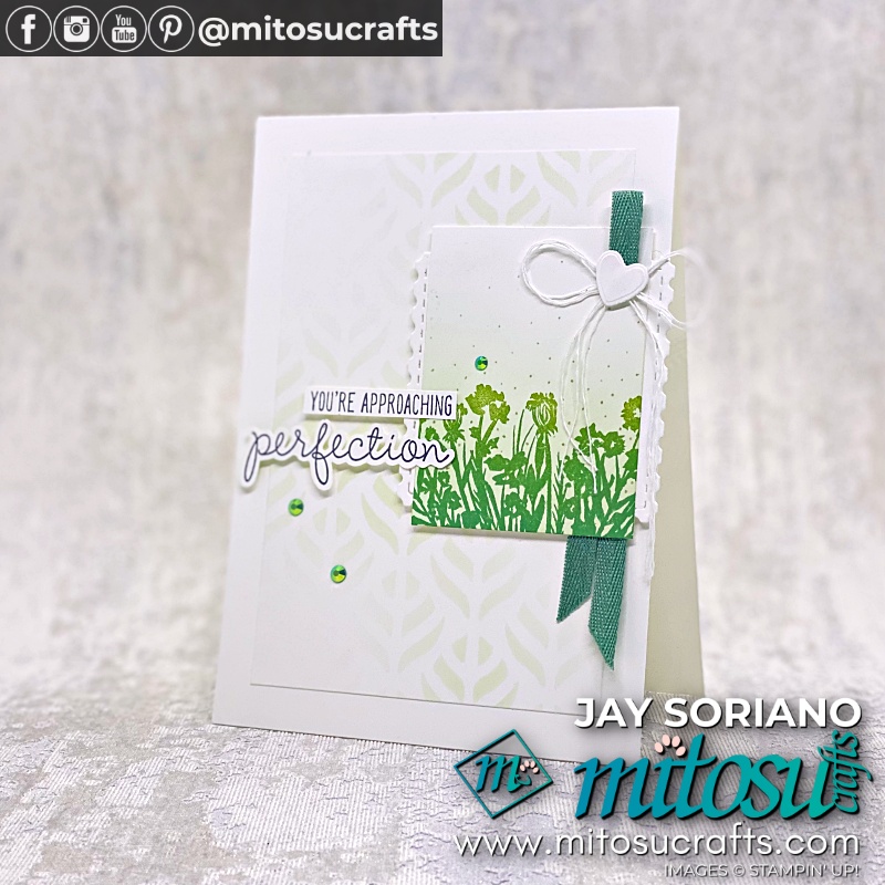 Corner Bouquet with Approaching Perfection Card with Ink Blended Background from Mitosu Crafts UK by Barry Selwood & Jay Soriano Independent Stampin' Up! Demonstrators