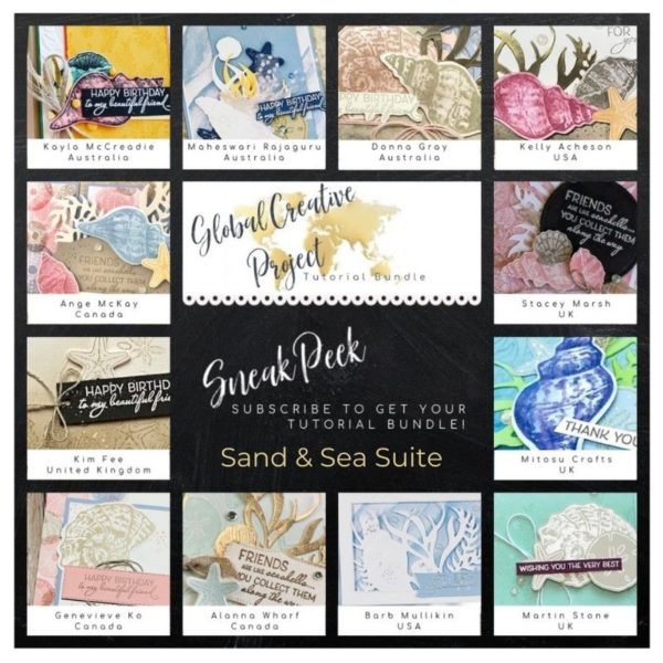 Global Creative Project Tutorial Bundle Sneak Peek Sand & Sea Suite from Mitosu Crafts UK by Barry Selwood & Jay Soriano Stampin Up Demonstrators