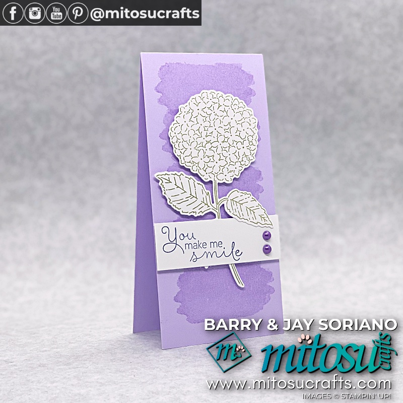 Mini Slimline Card with Hydrangea Haven Bundle from Mitosu Crafts UK by Barry Selwood & Jay Soriano Independent Stampin' Up! Demonstrators