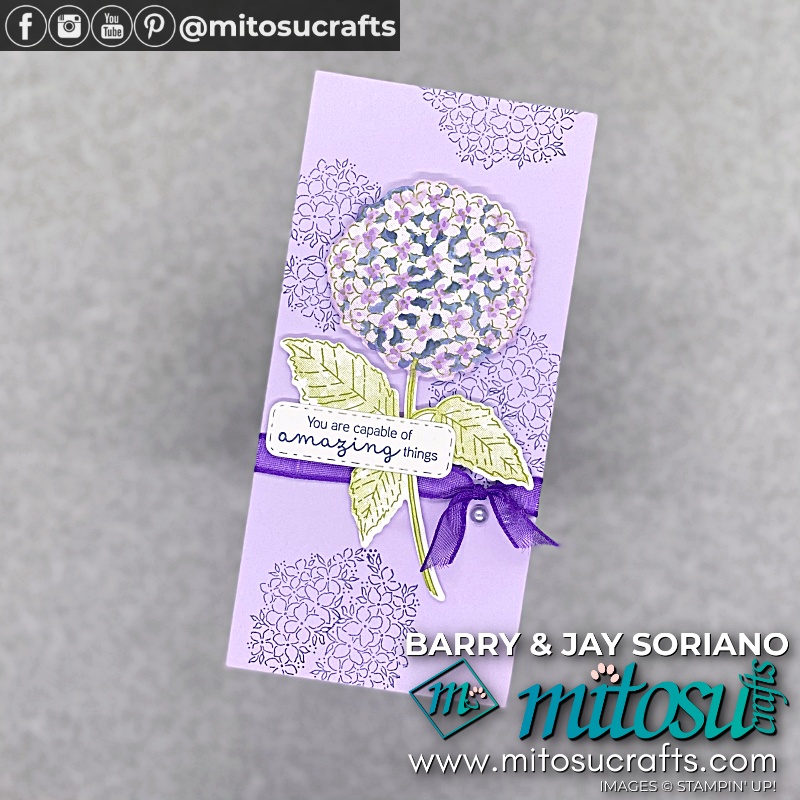 Mini Slimline Card with Hydrangea Haven Bundle from Mitosu Crafts UK by Barry Selwood & Jay Soriano Independent Stampin' Up! Demonstrators