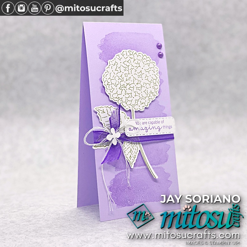 Mini Slimline Card with Hydrangea Haven from Mitosu Crafts UK by Barry Selwood & Jay Soriano Independent Stampin' Up! Demonstrators
