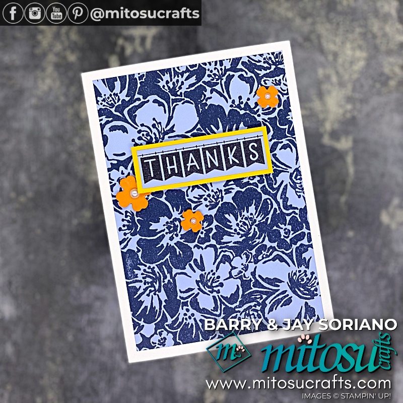 Stampin' Up! You Are Amazing Blue Wild Roses Thank You Card from Barry Selwood & Jay Soriano Mitosu Crafts Independent Stampin Up Demonstrators UK