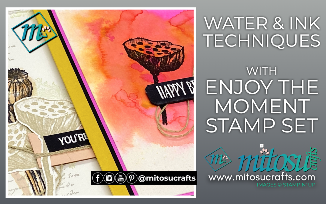 Water & Ink Techniques with Enjoy The Moment Stamp Set available form Barry & Jay Soriano Mitosu Crafts Independent Stampin Up Demonstrators UK