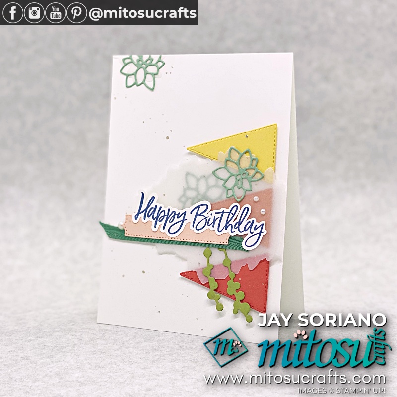 Happy Birthday Card with Succulent Die Cuts for The Spot Creative Challenge Card Making Inspiration from Mitosu Crafts UK by Barry Selwood & Jay Soriano Independent Stampin' Up! Demonstrators