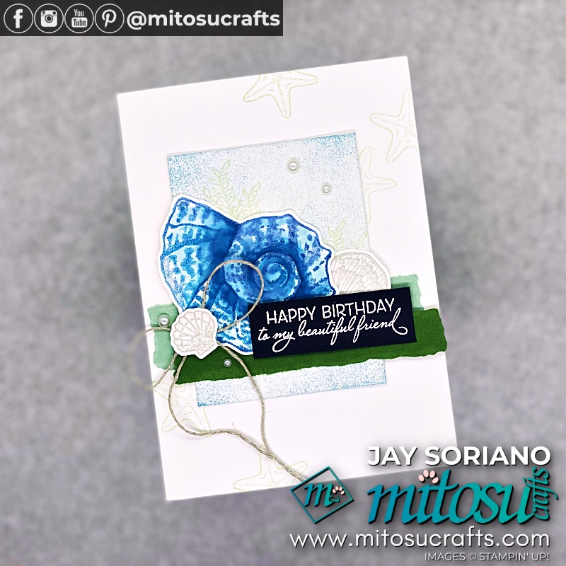 Maritime Themed Birthday Seashells Card with Video Tutorial from Mitosu Crafts UK by Barry Selwood & Jay Soriano Independent Stampin' Up! Demonstrators