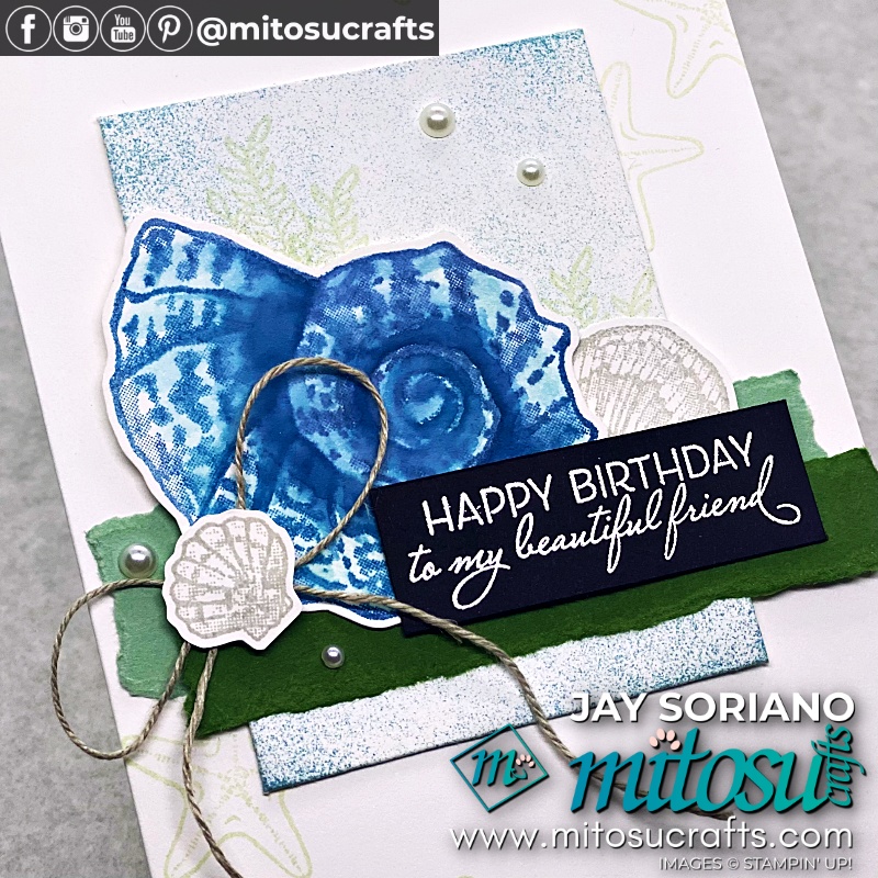Maritime Themed Birthday Seashells Card with Video Tutorial from Mitosu Crafts UK by Barry Selwood & Jay Soriano Independent Stampin' Up! Demonstrators