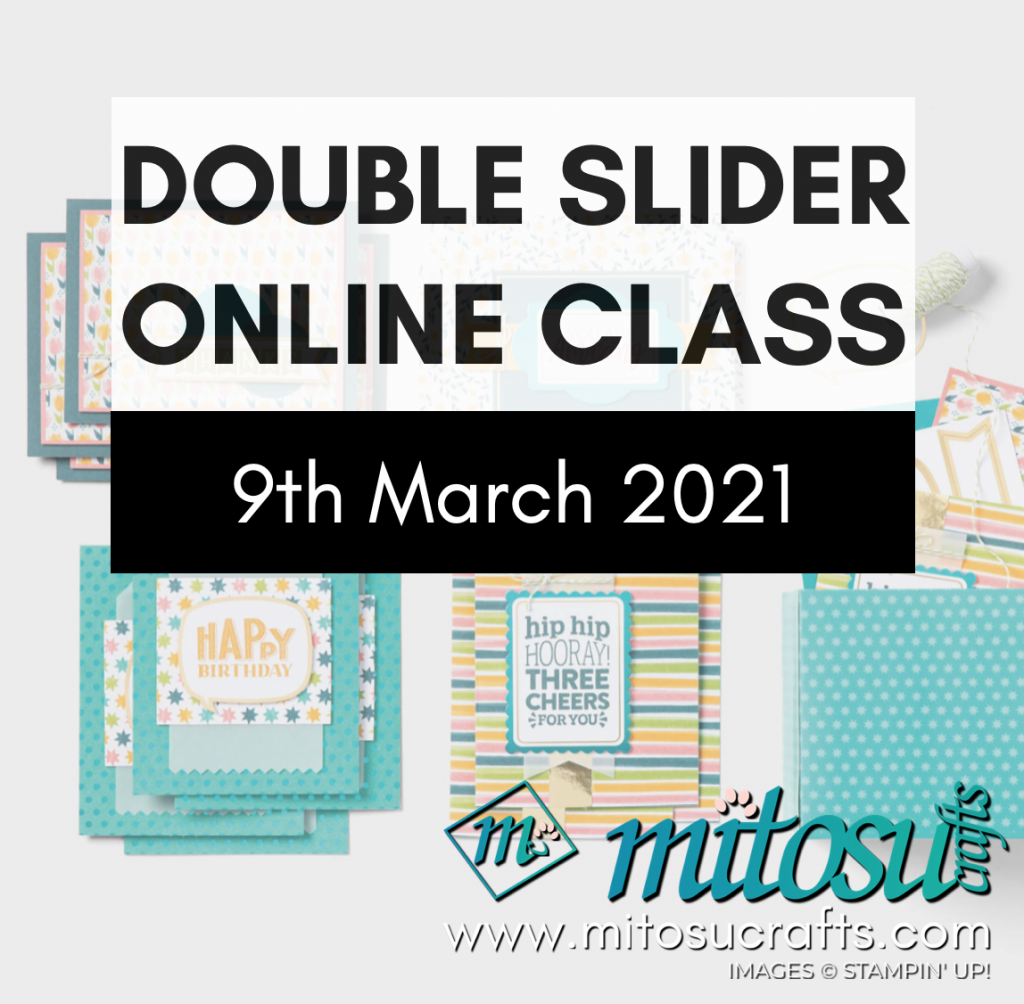 Learn to make a Double Slider card with Barry & Jay Soriano from Mitosu Crafts during our online card making classes.