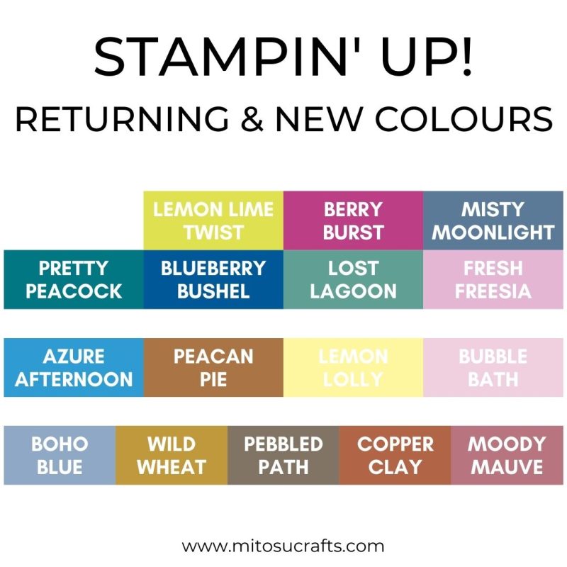 2023 Colour Refresh Stampin Up New and Returning Colours from Mitosu Crafts UK by Barry & Jay Soriano