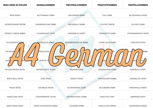 Stampin' Up! 2024-2025 Colour Card Swatch A4 German from Mitosu Crafts UK by Barry & Jay Soriano