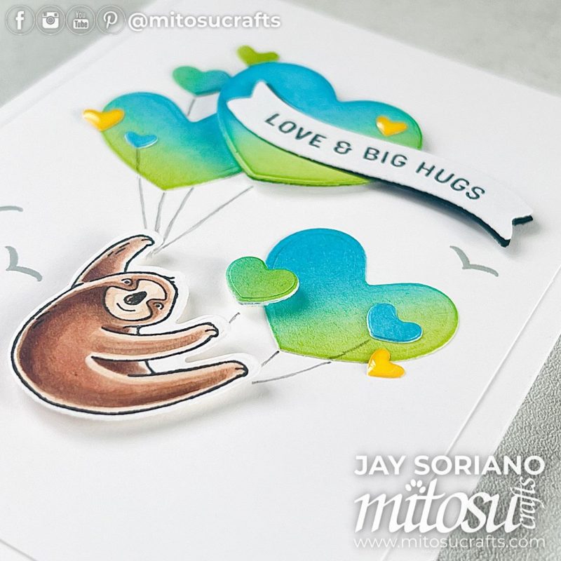 Stampin' Up! Adoring Love Hearts Balloons with Jungle Pals Sloth Card Idea Mitosu Crafts by Barry & Jay Soriano Stampin Up UK France Germany Austria Netherlands Belgium Ireland
