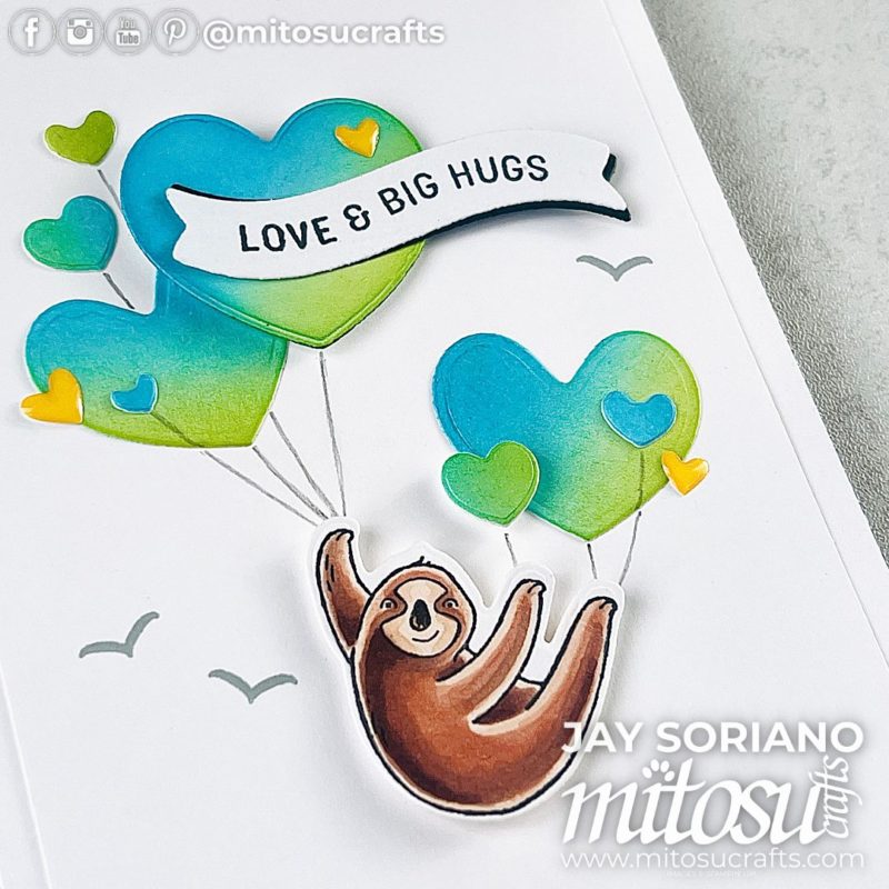 Stampin' Up! Adoring Love Hearts Balloons with Jungle Pals Sloth Card Idea Mitosu Crafts by Barry & Jay Soriano Stampin Up UK France Germany Austria Netherlands Belgium Ireland