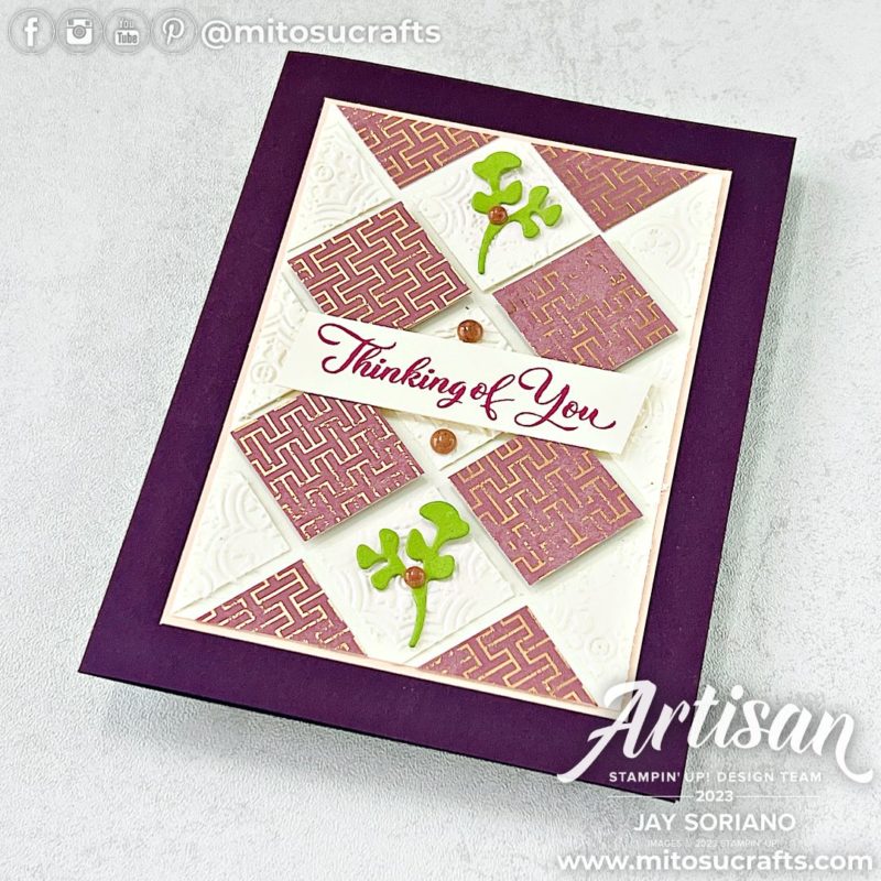 All About Autumn DSP Diamond Patterns Handmade Thinking of You Card Idea from Mitosu Crafts by Barry & Jay Soriano Stampin' Up! UK