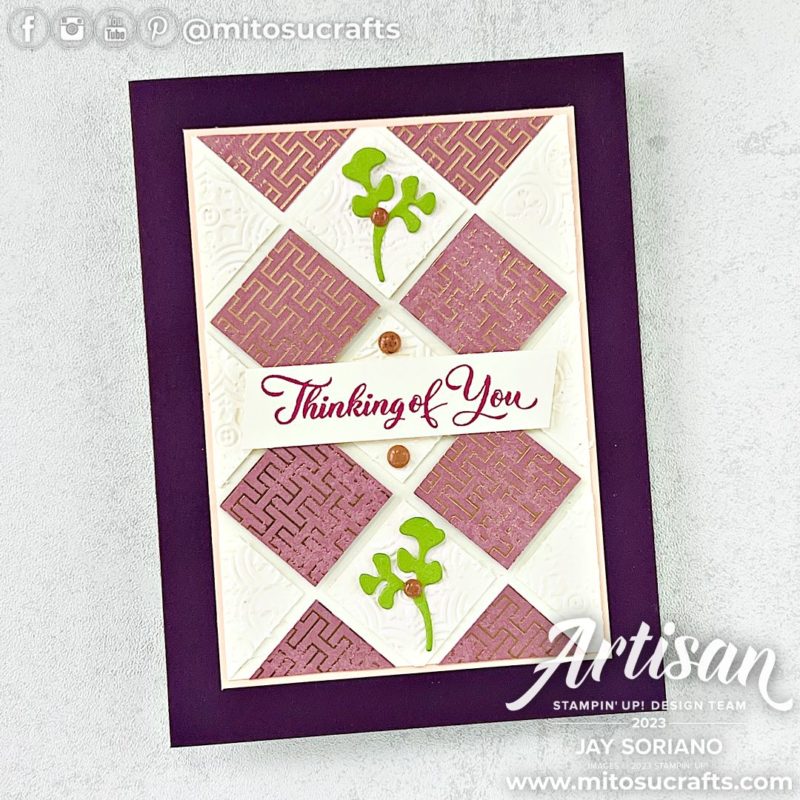 All About Autumn DSP Diamond Patterns Handmade Thinking of You Card Idea from Mitosu Crafts by Barry & Jay Soriano Stampin' Up! UK