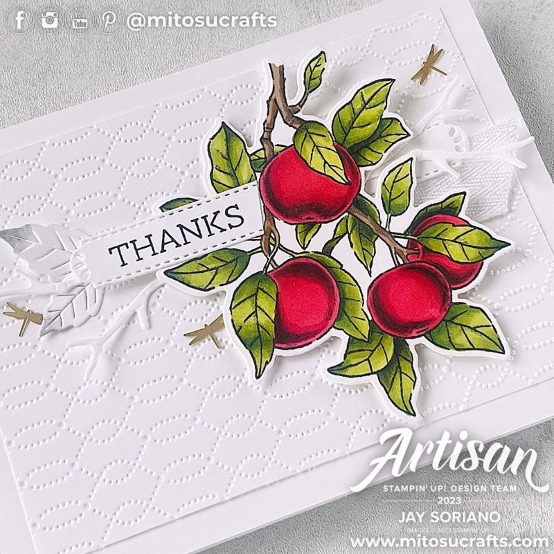 Apple Harvest Stampin Blends Colouring Thank You Card Idea from Mitosu Crafts by Barry & Jay Soriano Stampin' Up! UK France Germany Austria Netherlands Belgium Ireland