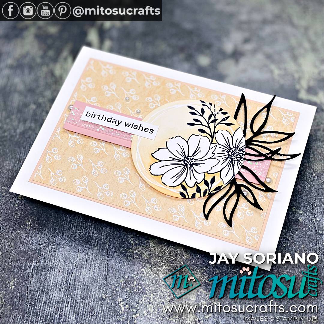 Birthday Floral Card Idea with Friendly Hello Pretty Pattern Paper Sale-A-Bration Item from Mitosu Crafts by Barry Selwood & Jay Soriano Stampin' Up! Demonstrators UK France Germany Austria & The Netherlands