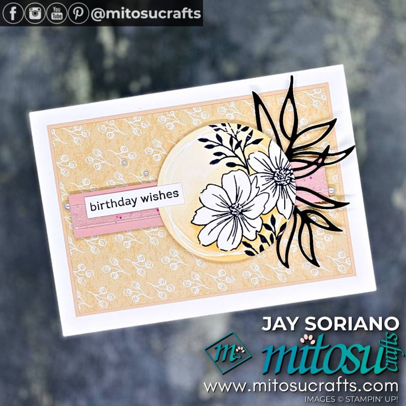Birthday Floral Card Idea with Friendly Hello Pretty Pattern Paper Sale-A-Bration Item from Mitosu Crafts by Barry Selwood & Jay Soriano Stampin' Up! Demonstrators UK France Germany Austria & The Netherlands