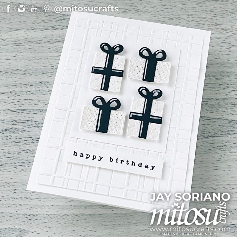 CAS Birthday Card Idea with Die Cut Presents from Barry & Jay Soriano Mitosu Crafts Independent Stampin' Up! Demonstrators UK France Germany Austria Netherlands Belgium & Ireland