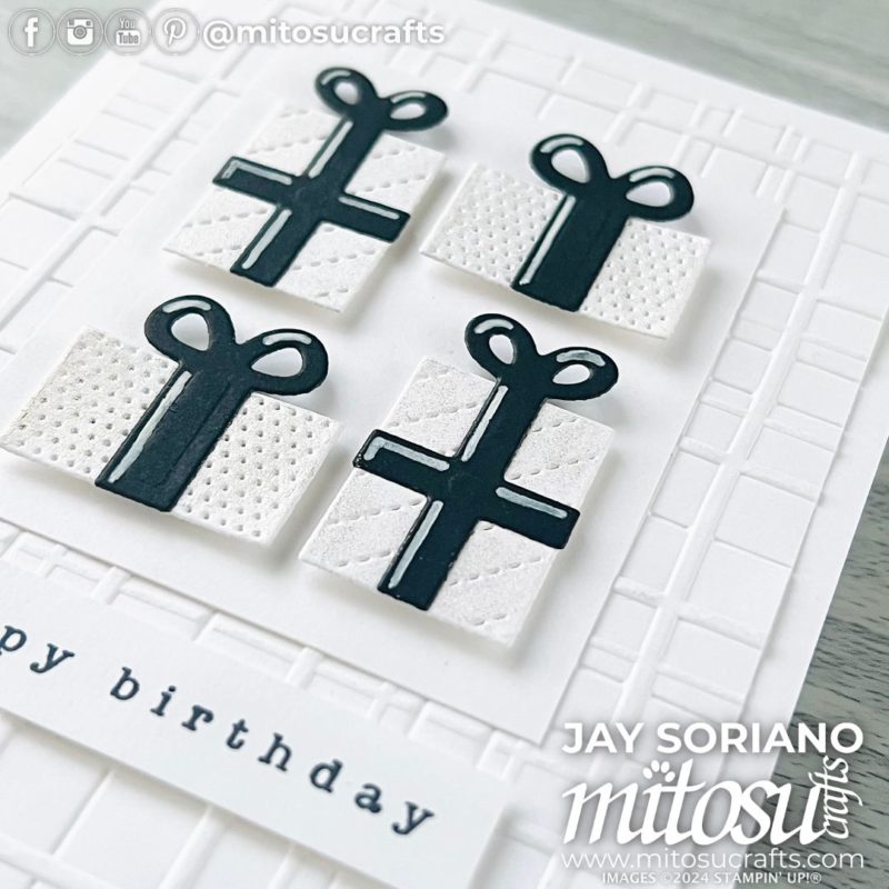 CAS Birthday Card Idea with Die Cut Presents from Barry & Jay Soriano Mitosu Crafts Independent Stampin' Up! Demonstrators UK France Germany Austria Netherlands Belgium & Ireland