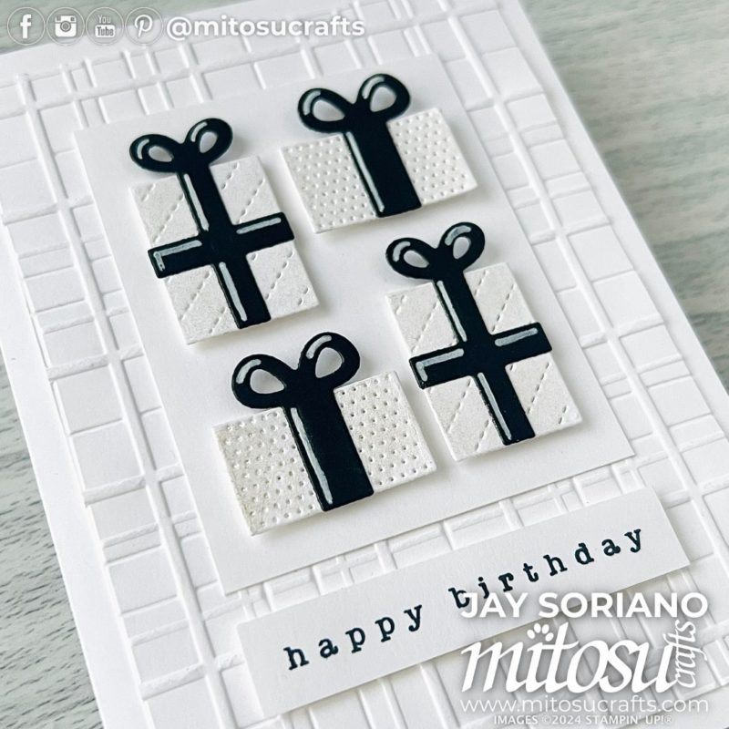 CAS Birthday Card Idea with Die Cut Presents from Barry & Jay Soriano Mitosu Crafts Independent Stampin' Up! Demonstrators UK France Germany Austria Netherlands Belgium & Ireland