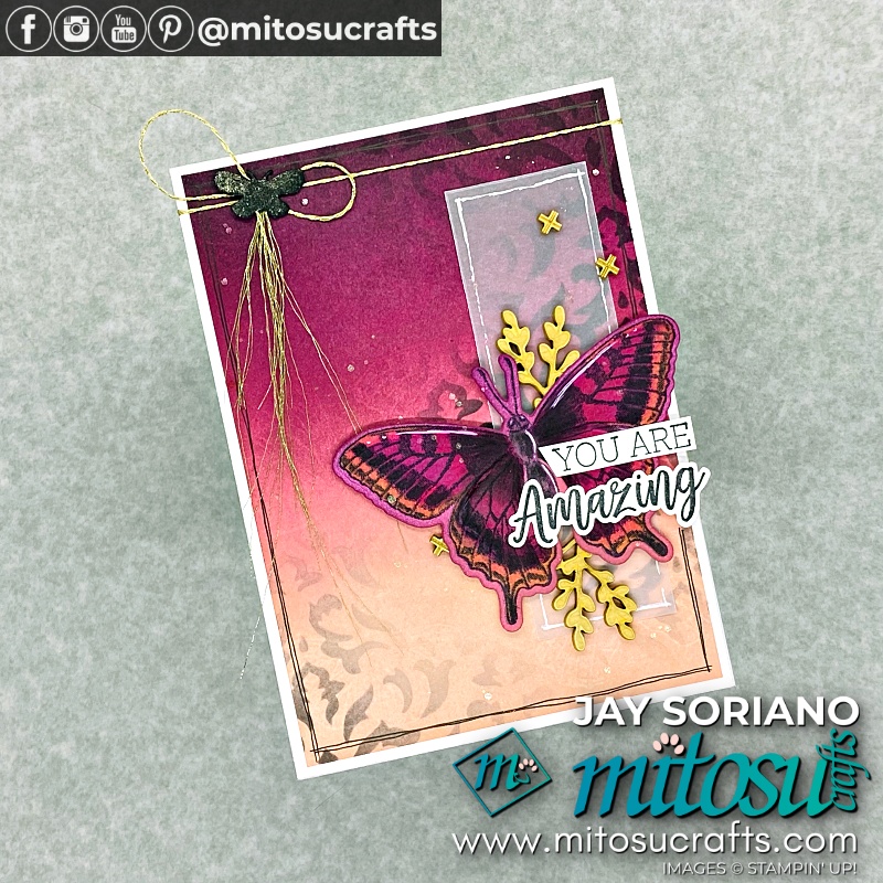 Butterfly Brilliance with Ink Blending Brushes Background Card Idea from Mitosu Crafts UK by Barry Selwood & Jay Soriano Independent Stampin' Up! Demonstrators