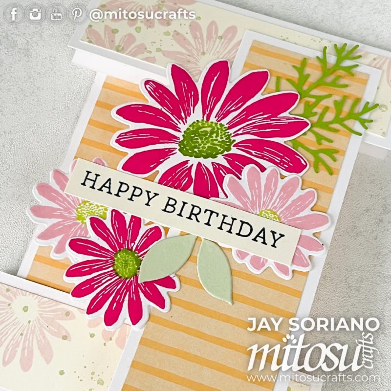 Cheerful Daisies Floating Panel Tent Fun Fold Easel Card Making Idea Mitosu Crafts by Barry & Jay Soriano Stampin' Up! UK France Germany Austria Netherlands Belgium Ireland