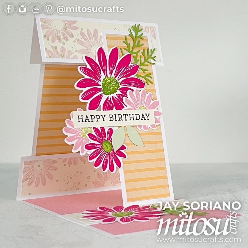 Cheerful Daisies Floating Panel Tent Fun Fold Easel Card Making Idea Mitosu Crafts by Barry & Jay Soriano Stampin' Up! UK France Germany Austria Netherlands Belgium Ireland