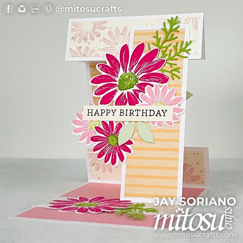 Cheerful Daisies Floating Panel Tent Fun Fold Easel Card Making Idea Mitosu Crafts by Barry & Jay Soriano Stampin' Up! UK France Germany Austria Netherlands Belgium Ireland