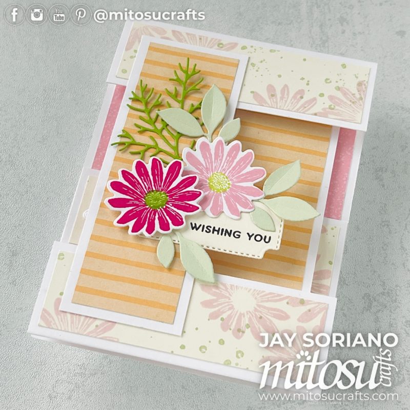 Cheerful Daisies Floating Panel Tent Fun Fold Easel Card Making Idea Mitosu Crafts by Barry & Jay Soriano Stampin' Up! UK France Germany Austria Netherlands Belgium Ireland