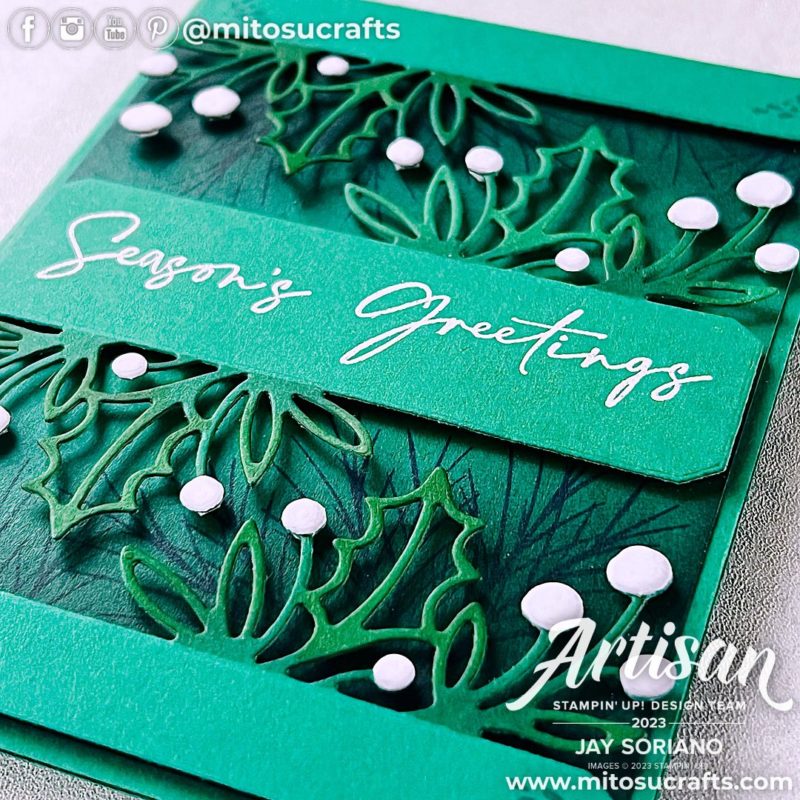 Seasonal Card Idea with Die Cut using Christmas Classics from Mitosu Crafts by Barry & Jay Soriano Stampin Up UK France Germany Austria Netherlands Belgium Ireland